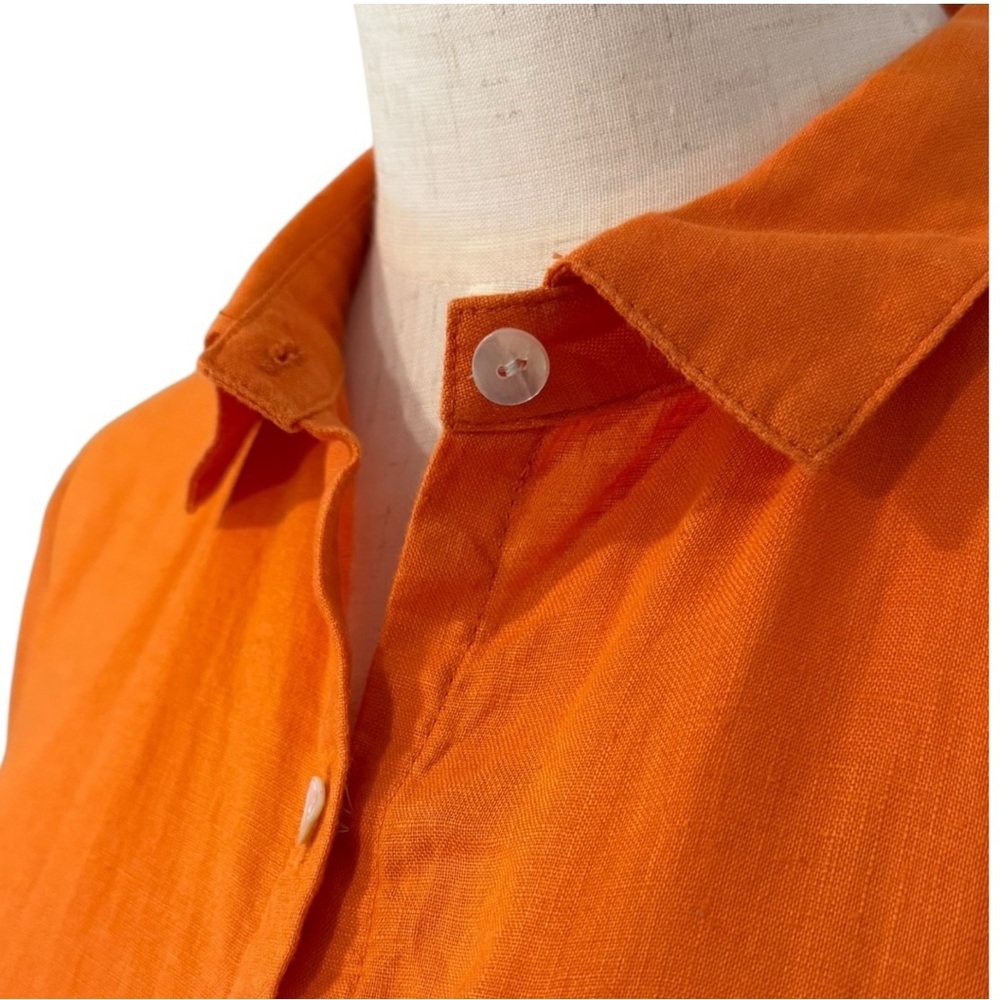 J. Jill Orange Linen Button-Front Dress – Women’s Small, Coastal Minimalist - Picture 4 of 9